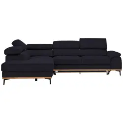 Ecksofa in Webstoff Schwarz
