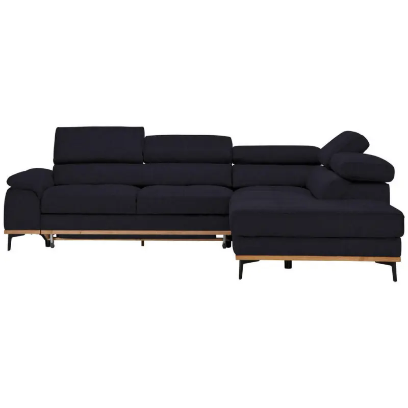 Ecksofa in Webstoff Schwarz