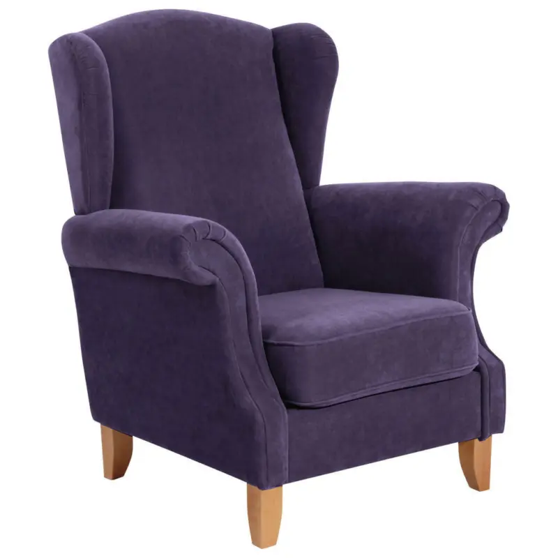 Ohrensessel in Velours Violett