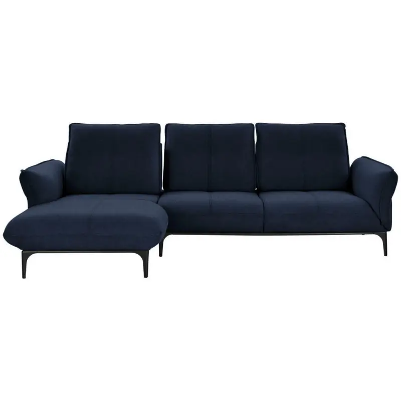 Ecksofa in Echtleder Dunkelblau