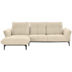 Ecksofa in Echtleder Beige