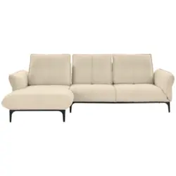 Ecksofa in Echtleder Beige