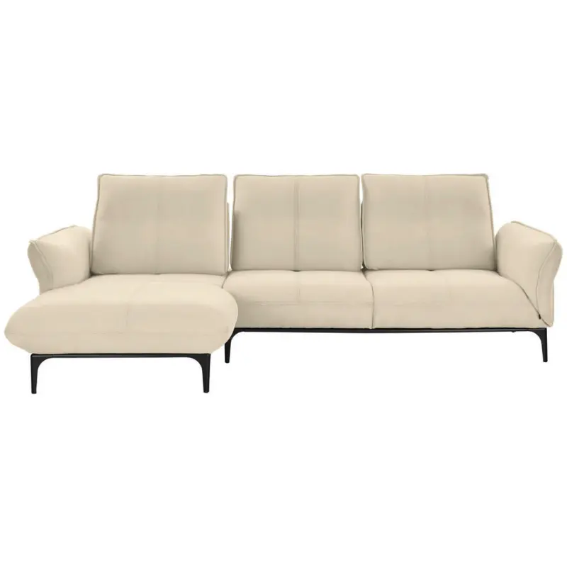 Ecksofa in Echtleder Beige