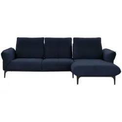 Ecksofa in Echtleder Dunkelblau