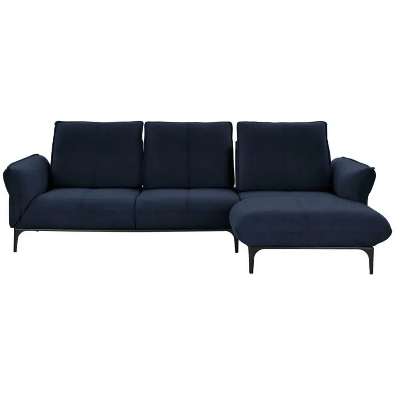 Ecksofa in Echtleder Dunkelblau