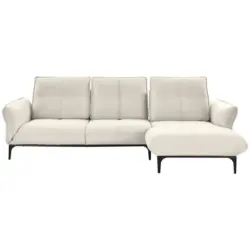 Ecksofa in Echtleder Weiß