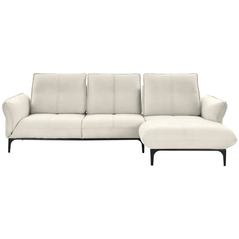 Ecksofa in Echtleder Weiß