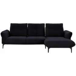 Ecksofa in Echtleder Schwarz