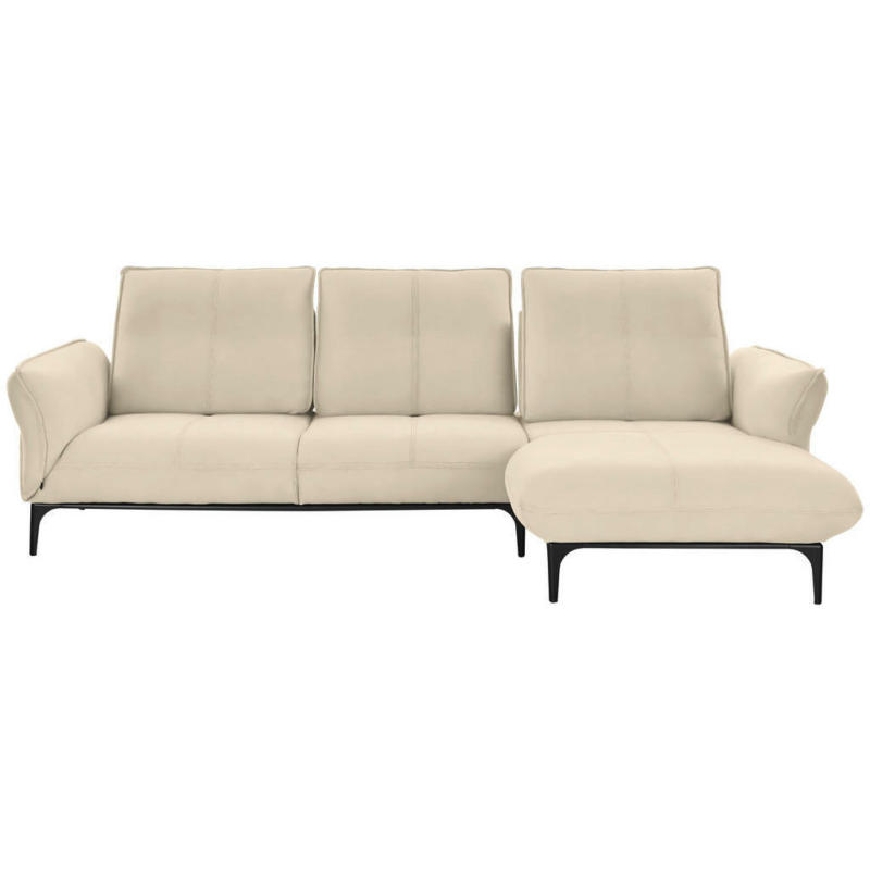 Ecksofa in Echtleder Beige