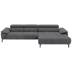 Ecksofa in Webstoff Braun, Grau