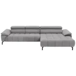 Ecksofa in Webstoff Hellbraun