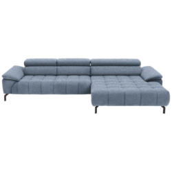 Ecksofa in Webstoff Hellblau