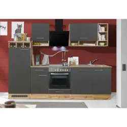 Küchenblock 280 cm in Grau, Wildeiche