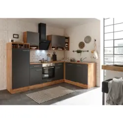 Eckküche 280/172 cm in Grau, Wildeiche