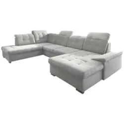 Wohnlandschaft in Mikrofaser Silberfarben