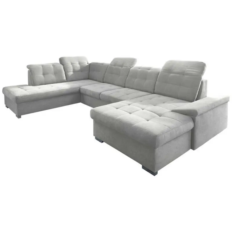 Wohnlandschaft in Mikrofaser Silberfarben