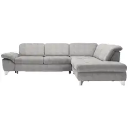 Ecksofa in Webstoff Hellbraun
