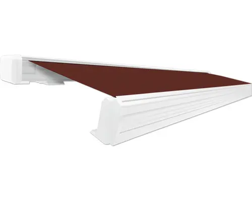 SOLUNA Kassettenmarkise Exquisit 4,5x3 Dessin S2209 Gestell RAL 9010 reinweiß ink. Motor und Wandschalter links