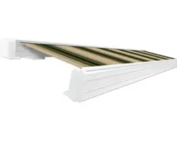 SOLUNA Kassettenmarkise Exquisit 5,5x2,5 Dessin 320b70 Gestell RAL 9010 reinweiß ink. Motor und Wandschalter links