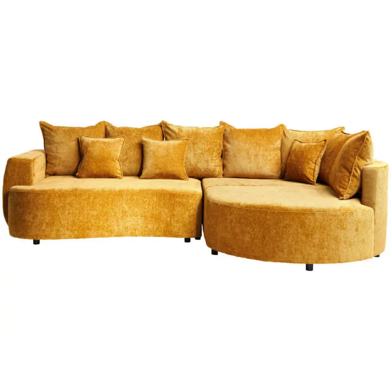Ecksofa in Chenille Goldfarben