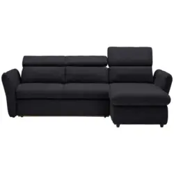 Ecksofa in Mikrofaser Schwarz