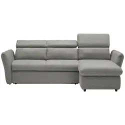 Ecksofa in Mikrofaser Grau, Silberfarben