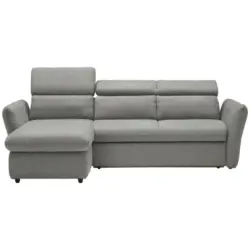 Ecksofa in Mikrofaser Grau, Silberfarben