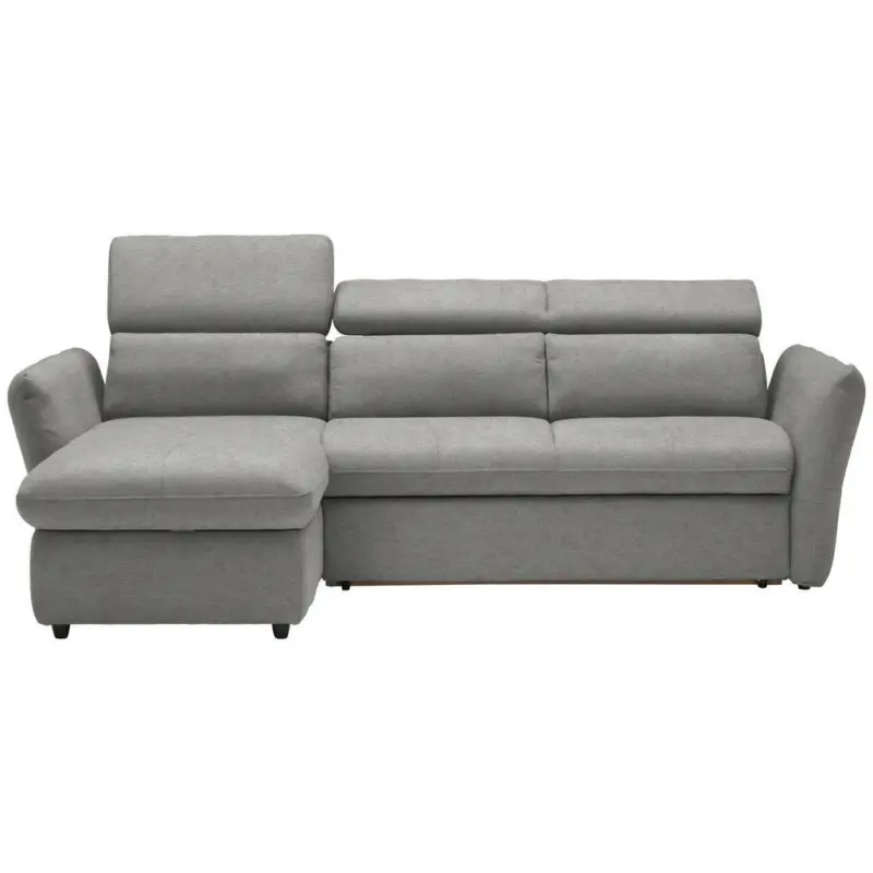 Ecksofa in Mikrofaser Grau, Silberfarben