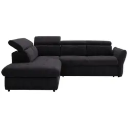 Ecksofa in Webstoff Schwarz