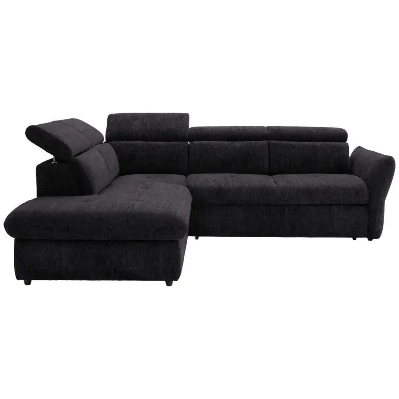 Ecksofa in Webstoff Schwarz