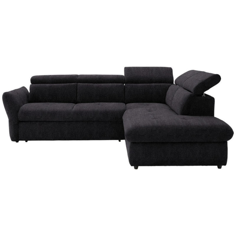 Ecksofa in Webstoff Schwarz