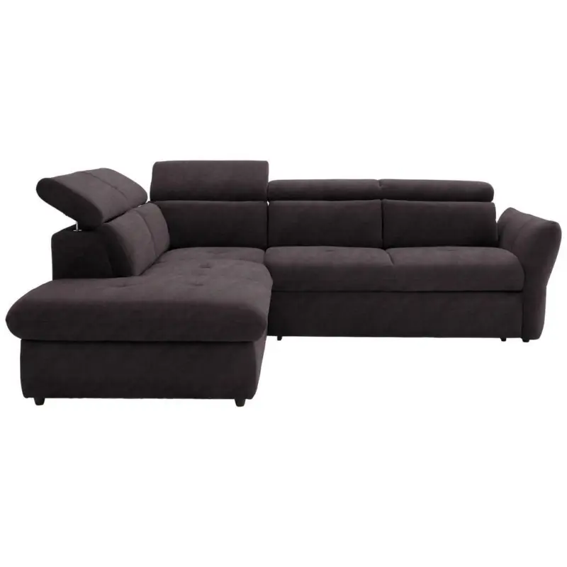 Ecksofa in Mikrofaser Dunkelbraun