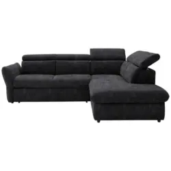 Ecksofa in Mikrofaser Dunkelgrau
