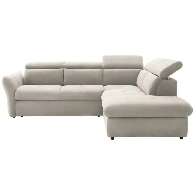 Ecksofa in Velours Creme, Beige