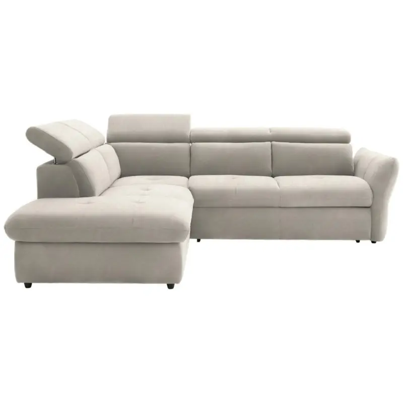 Ecksofa in Velours Creme, Beige