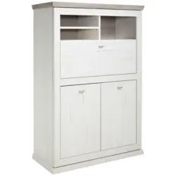 Sekretär in Grau, Weiß