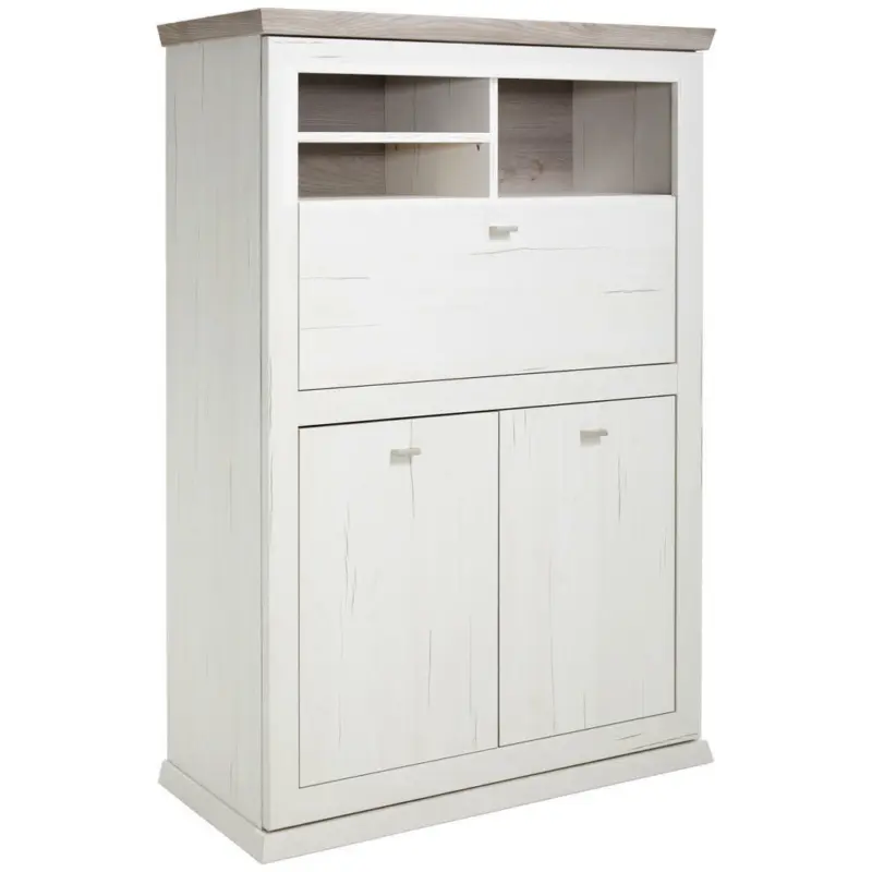 Sekretär in Grau, Weiß