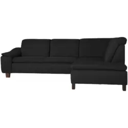 Ecksofa in Flachgewebe Schwarz