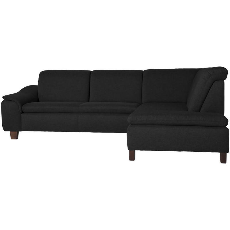 Ecksofa in Flachgewebe Schwarz