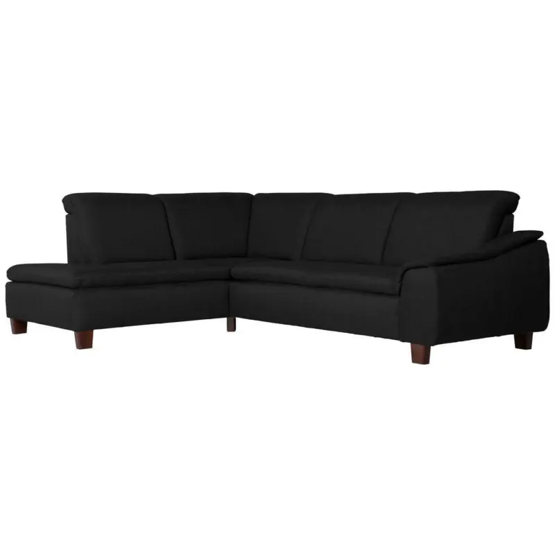 Ecksofa in Flachgewebe Schwarz