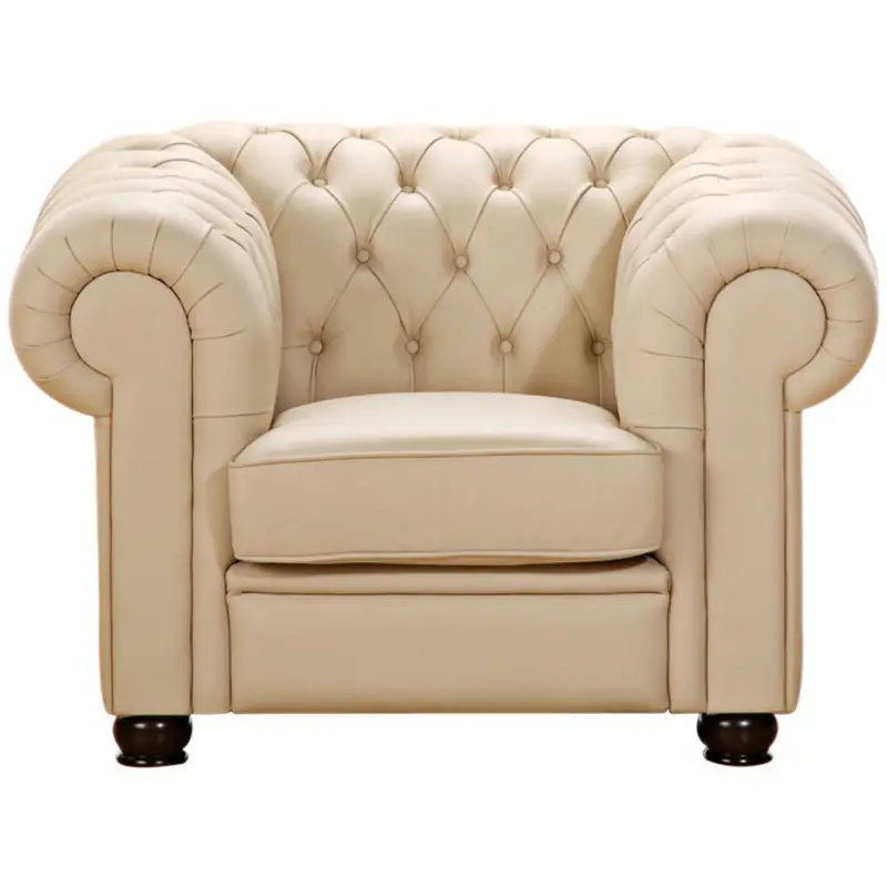 Chesterfield-Sessel in Echtleder Beige
