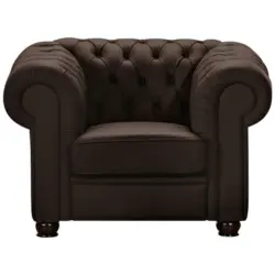 Chesterfield-Sessel in Echtleder Braun