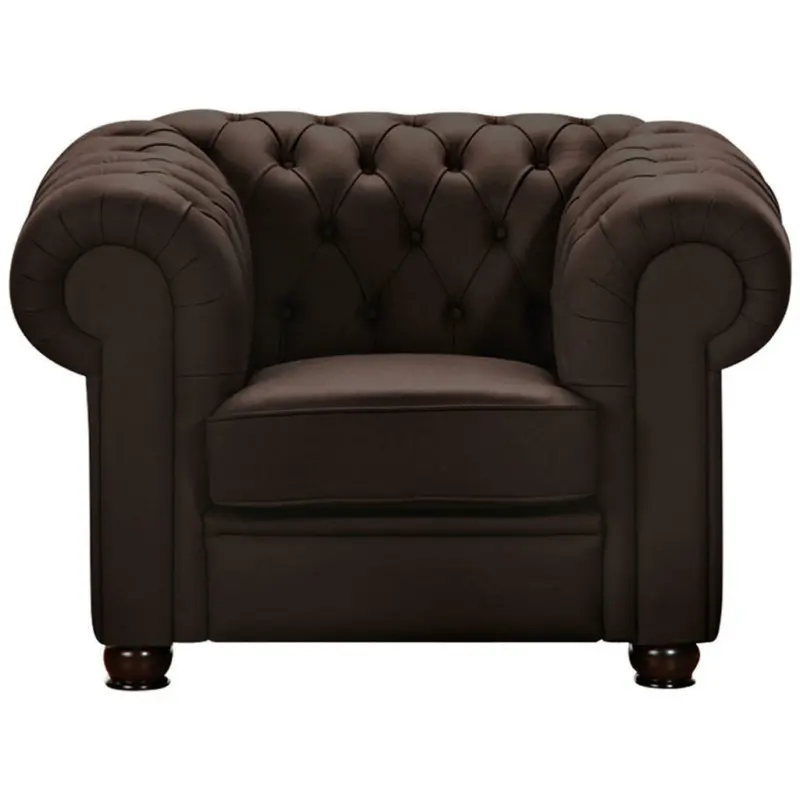 Chesterfield-Sessel in Echtleder Braun