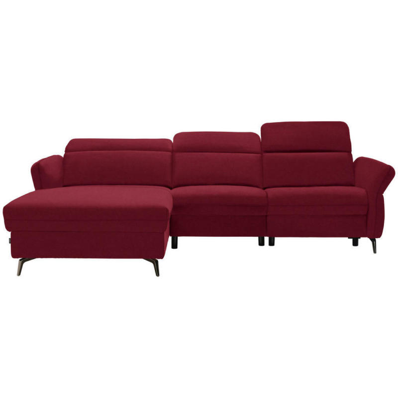 Ecksofa in Echtleder Bordeaux