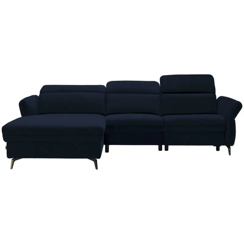 Ecksofa in Echtleder Dunkelblau