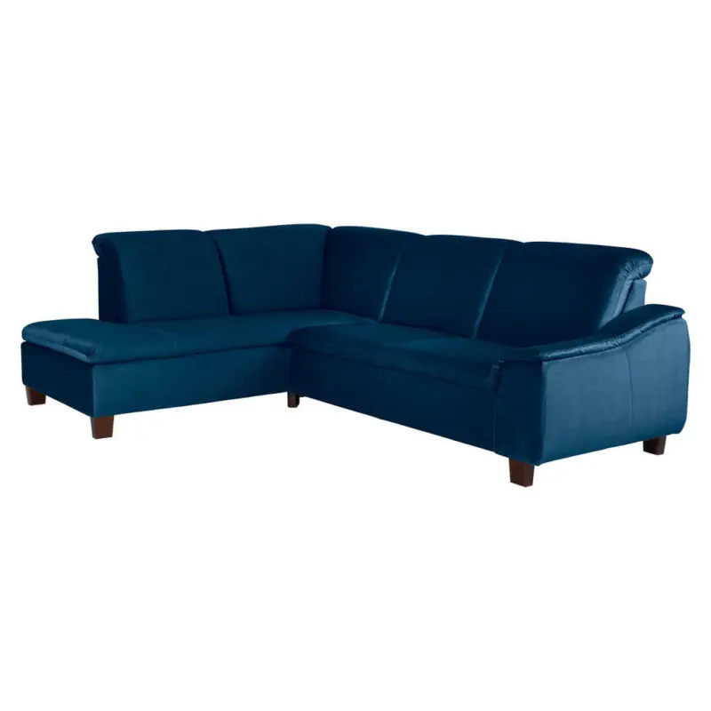 Ecksofa in Samt, Velours Dunkelblau