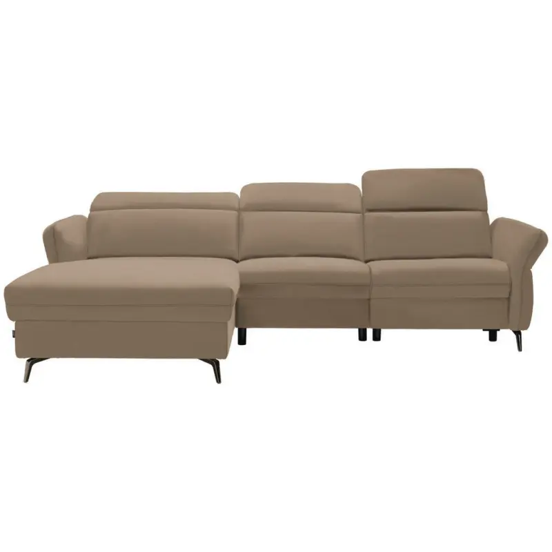 Ecksofa in Echtleder Hellbraun