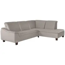 Ecksofa in Samt, Velours Hellgrau