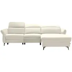 Ecksofa in Echtleder Weiß