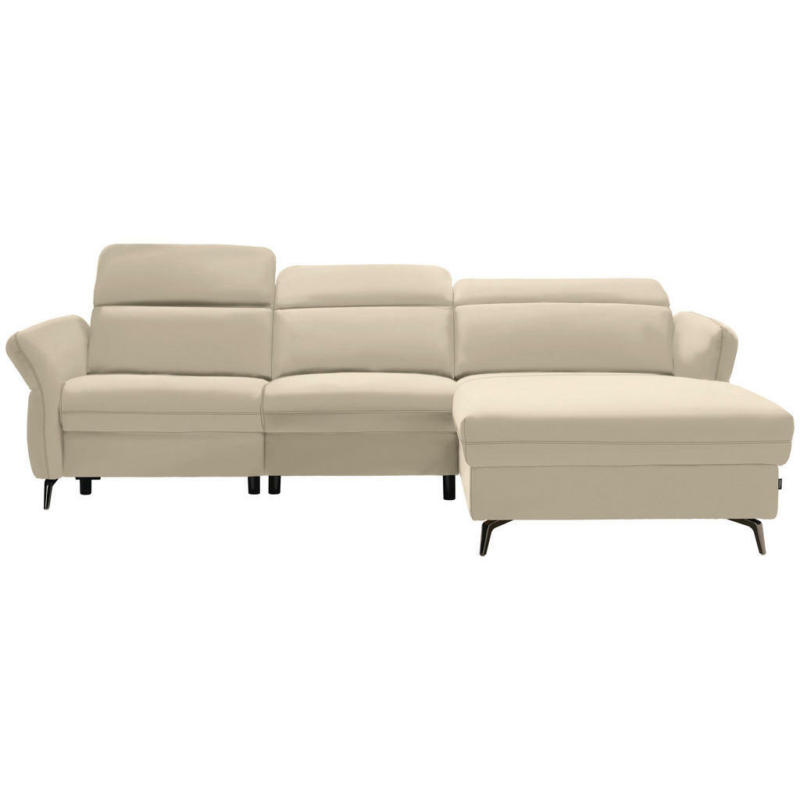 Ecksofa in Echtleder Beige